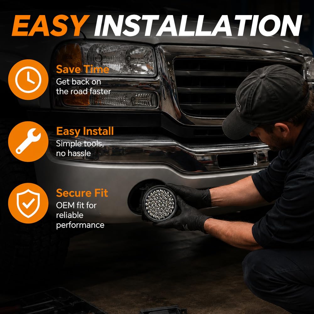 G-PLUS Hyper White Full LED Fog Lights Lamp +Switch Left+Right Compatible with GMC Sierra 2003-2007 Pickup Truck Clear Lens Bumper Fog Light Kit