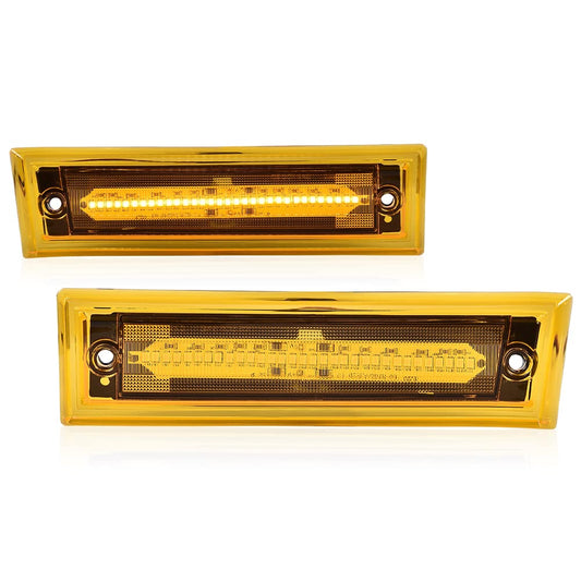 G-PLUS Lens Amber LED Front Side Marker Light Compatible with 81-91 Chevy C10 C20 C30 GMC GM2550115, GM2551107
