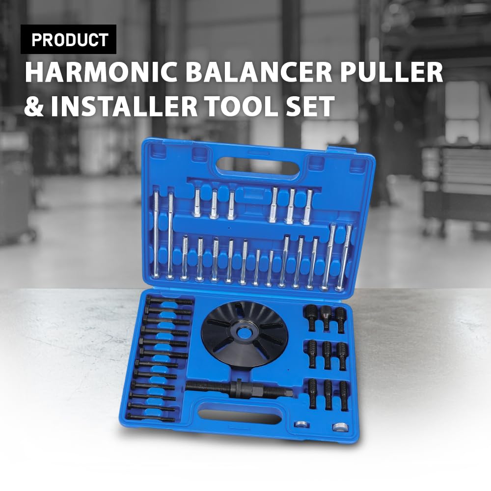 G-PLUS Harmonic Balancer Puller Removal & Install Tool Set Flywheel Crankshaft Kit 45 Steel Black