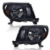 G-PLUS Headlights Assembly, Compatible with 2005 2006 2007 2008 2009 2010 2011 Toyota Tacoma Bumper Headlamps, Smoky Lens Black Housing Amber Reflector,faros delanteros