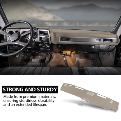 G-PLUS TPE Dashboard Dash Cover Cap w/Adhesive Compatible with Chevy GMC Full Size Pickup 1981-1987/ Chevy GMC SUV 1981-1991 Dash Board Overlay 18601NTL Beige