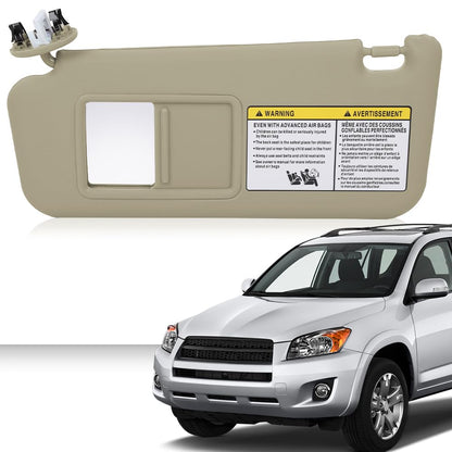 G-PLUS Beige Left Side Sun Visor with Mirror Compatible with Toyota RAV4 2006-2013 74320-42501-A1