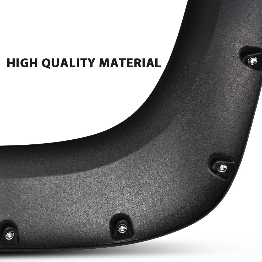 G-PLUS Pocket Rivet Upgrade Fender Flares, Compatible with 2007-2013 Chevy Silverado 1500, [Only Fit 69'' Short Bed Crew Cab(Excludes 07 Classic Models)], Textured Wheel Cover [Not Fit GMC Sierra]