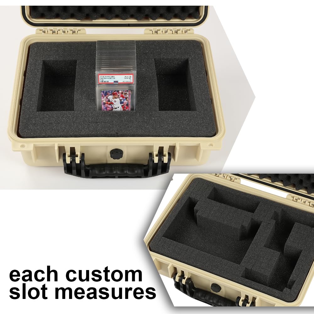 G-PLUS Graded Card Storage Box Compatible with BGS PSA SGC FGS Weatherproof Graded Sports Trading Cards(Large, Beige)