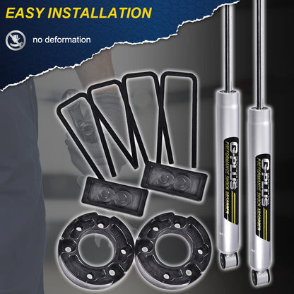 G-PLUS 2.5" Leveling Lift Kit W/ N3 Rear Shocks Struts Assemblies Kit Suspension Set Compatible With 2004-2008 F150 2WD 4WD (N3 Shocks Suspension Kit)