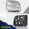 G-PLUS Headlights Assembly, Compatible with Ford F250 F350 F450 F550 Super Duty 1999-2004/Fit Ford Excursion 2000-2004 Bumper Headlamps, Clear Lens Chrome Housing Clear Reflector,faros delanteros