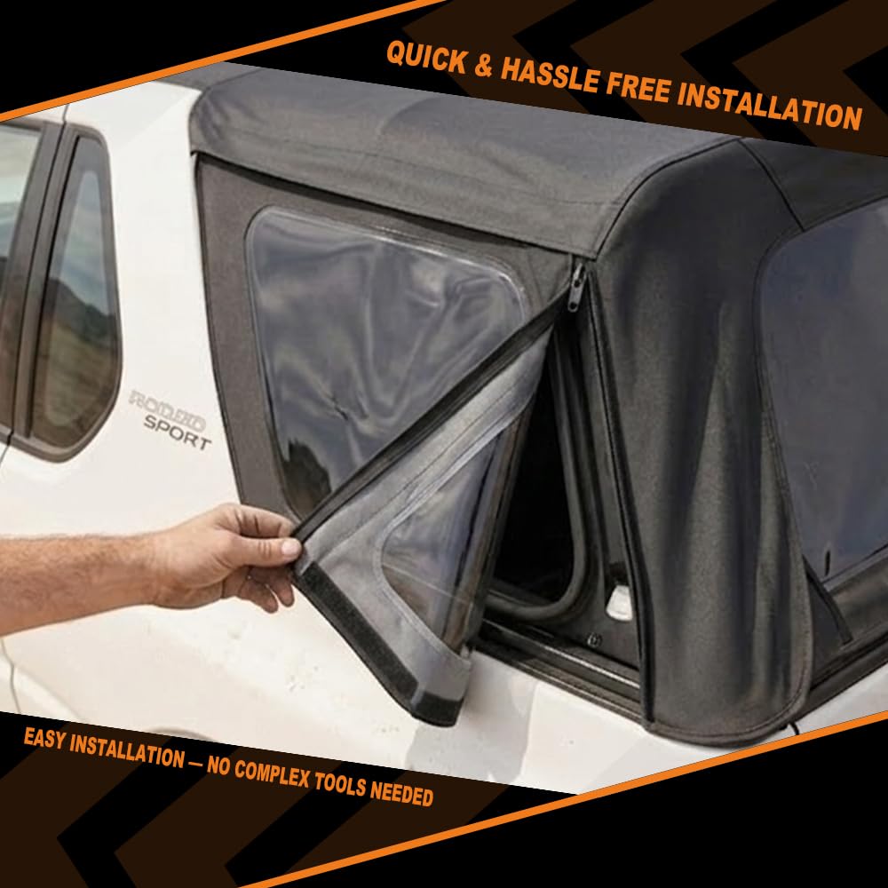 G-PLUS Soft Top With 3 Windows Compatible with Isuzu Rodeo 2000-2002 Fit Isuzu Amigo 1999-2000 Black