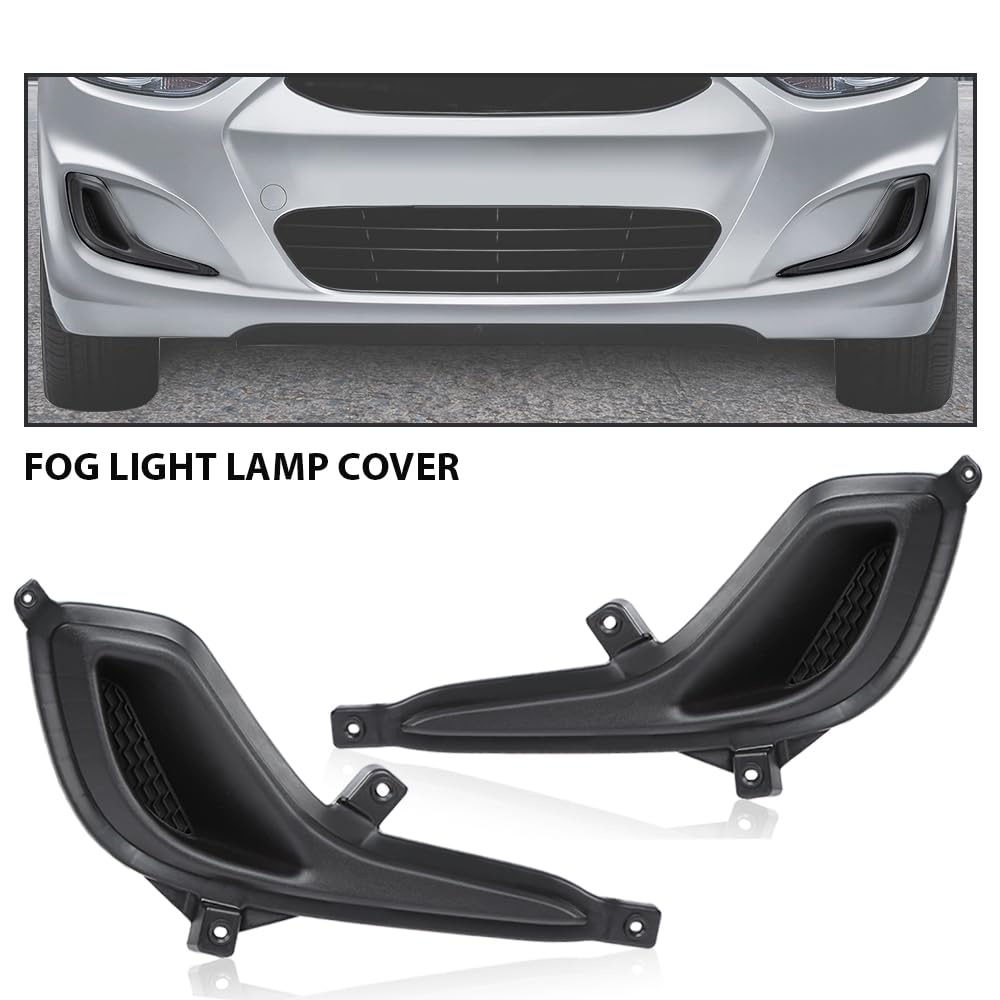 G-PLUS Fog Light Lamp Cover Compatible with 2012-2017 Hyundai Accent 1.6L 1591CC 97Cu.In.L4 GAS DOHC Left & Right 1Pair 865631R000, 865641R000