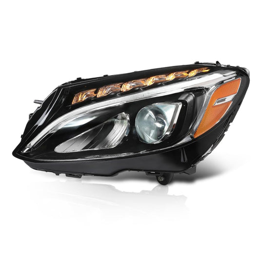 G-PLUS LED Headlight Left Driver Side Compatible with Benz C-Class C300 W205 2015 2016 2017 2018 205906770364, MB2502227 Black