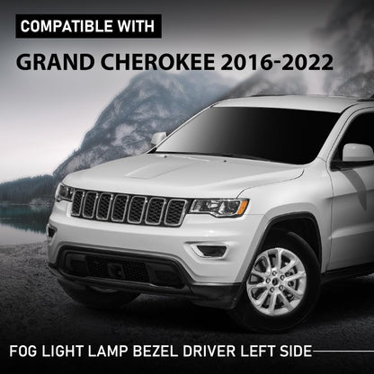 G-PLUS Fog Light Cover Lamp Bezel Left Driver Side Compatible with Jeep Grand Cherokee 2016-2022 Black 68261711AA