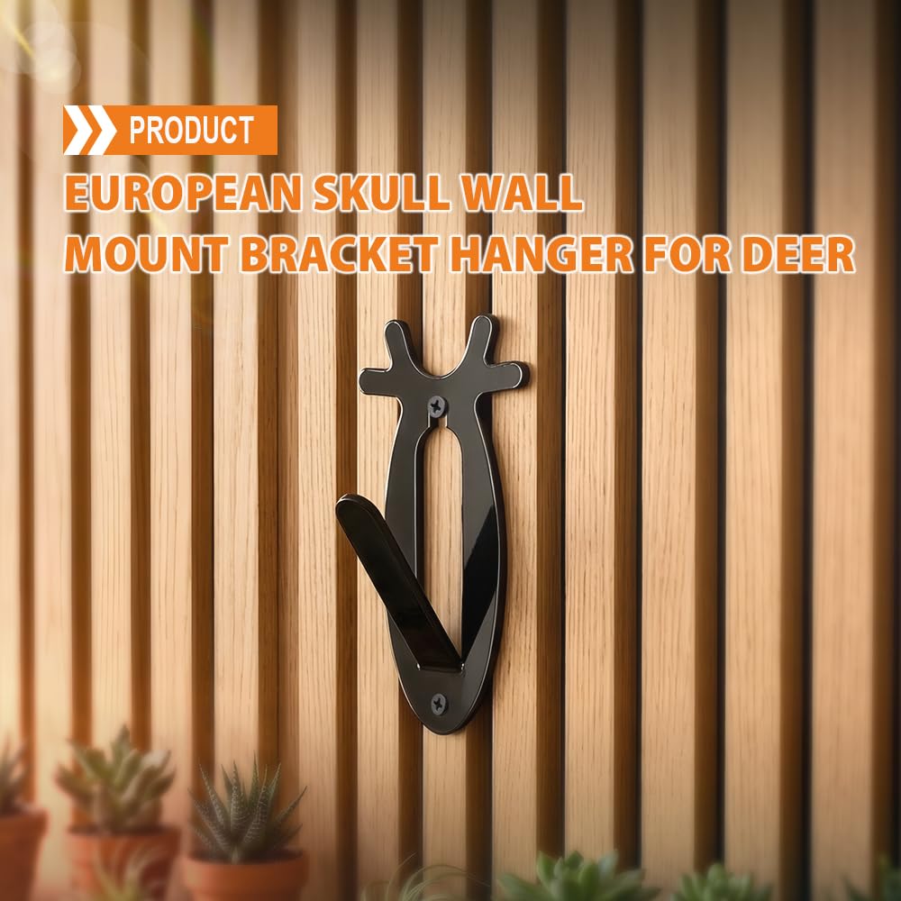 G-PLUS 6 PCS European Skull Wall Mount Bracket Hangers Fit Hanging Mounting Elk Deer Antelope Living Room Bedroom Home Decor Black