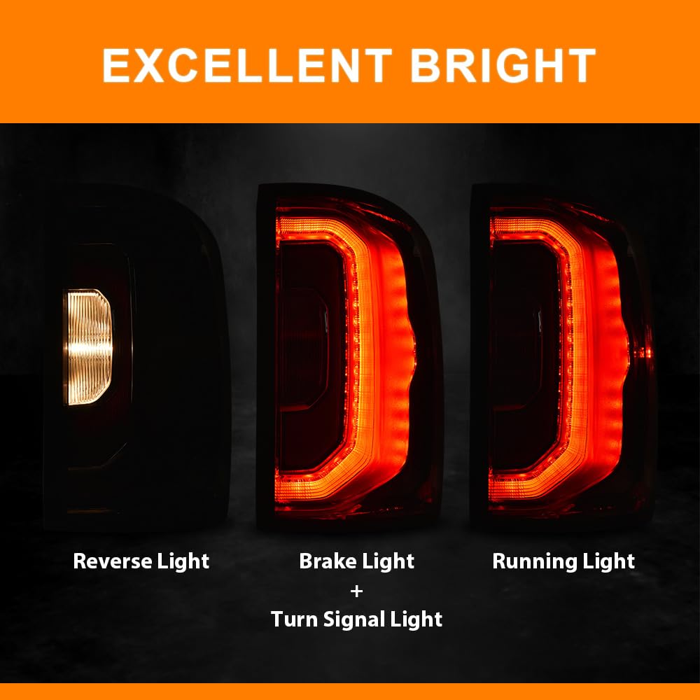 G-PLUS LED Tail Light Lamp w/Bulbs LH Driver Side Left Compatible with GMC Sierra 1500 2016-2018/Fit GMC Denali 1500 2016-2018/Fit GMC Sierra 1500 Limited 2019 GM2801295 84365931 84233588
