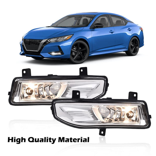 G-PLUS Front Bumper Fog Lamp Clear lens Compatible with 2020 2021 Nissan Sentra 261558995C, 261508995C, 622576LB0B, 622576LB0A, 622566LB0B