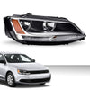 G-PLUS Headlights Headlamps w/Bulbs Right Passenger Compatible with Volkswagen Jetta 2011-2018 5C7941006, VW2503146 Clear Lens Chrome Housing Amber Reflector