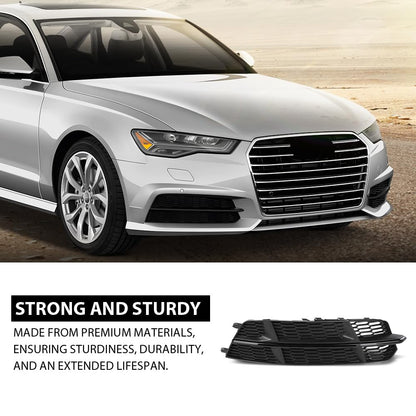 G-PLUS Pair Front Front Fog Light Grille Cover, Compatible with Audi A6 / A6 Quattro / S6 S-Line 2016 2017 2018, Left Driver & Right Passenger Side 2PCS, 4G0807648B, 4G0807647B