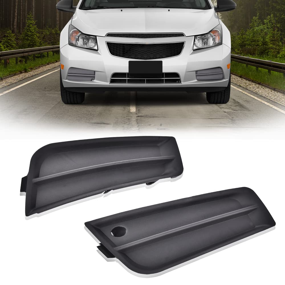 G-PLUS Front Bumper Fog Lamp Cover Compatible with 2011-2014 Chevy Cruze Eco/LS/LT/LTZ Replacement for Fog Light Cover/Fog Lamp Bezel Trim Frame 94831150 GM1039130 94831149 GM1038130