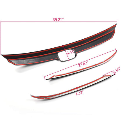 G-PLUS Carbon Fiber Front Bumper Lip Upper Grill Molding Trim Cover + 2Pcs Eyelid Cover Set, Compatible with Honda Accord 10th Gen Sedan 2018-2020, 3pcs