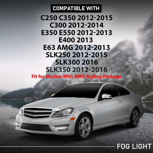 G-PLUS LED Fog Lights Daytime Running Lamps Pair, Compatible with Benz C250 C300 C350 E400 E63 SLK250 SLK300 SLK350 2012-2016, LH & RH 2PCS, 2049069000, 2049068900