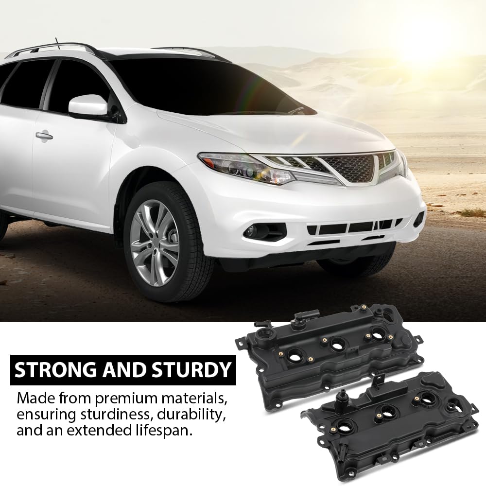 G-PLUS Left and Right Engine Valve Cover w/Gasket Compatible with Nissan Murano 2009-2014/Fit Nissan Quest 2011-2014 V6 3.5L DOHC Petrol