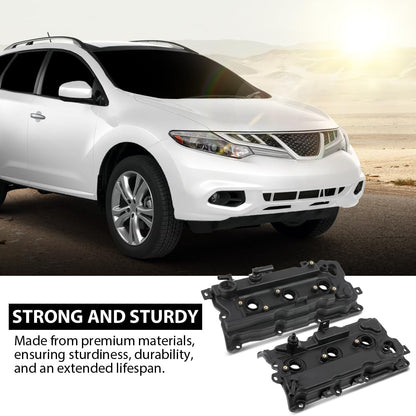 G-PLUS Left and Right Engine Valve Cover w/Gasket Compatible with Nissan Murano 2009-2014/Fit Nissan Quest 2011-2014 V6 3.5L DOHC Petrol