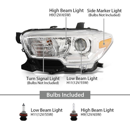 G-PLUS Headlights Assembly Compatible with Toyota Tacoma 2016-2022, Headlamps w/o LED DRL,Left & Right Clear Lens Chrome Housing Amber Reflector,faros delanteros TO2502242, TO2503242