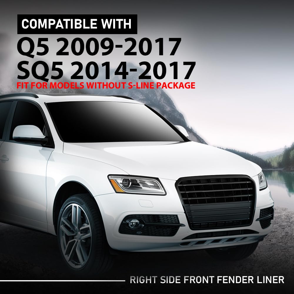 G-PLUS Front Right Fender Liner Inner Assembly, Compatible with Audi Q5 2009-2017/ SQ5 2014-2017, Passenger Side, 8R0821172F, 8R0821172K