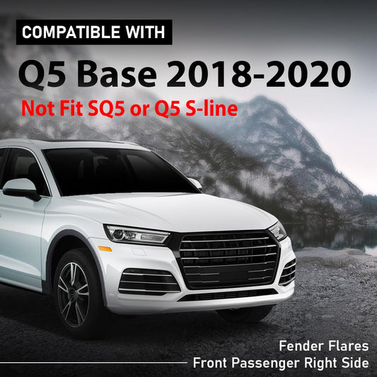 G-PLUS Front Right Wheel Flare Opening Molding Arch Trim Compatible with Audi Q5 Base 2018-2020, Not Fit SQ5 or Q5 S-line Fender Flare Passenger Side 80A853718EGRU