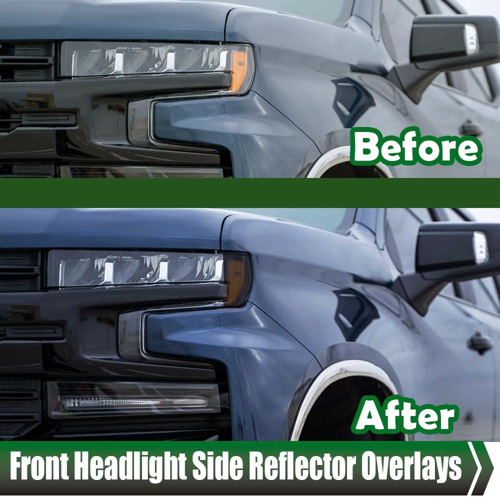 G-PLUS Front Headlight Side Reflector Smoke Compatible with 2019-2021 Silverado 1500