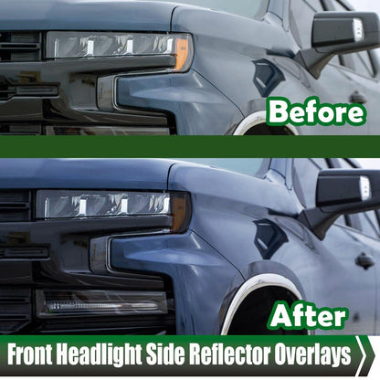 G-PLUS Front Headlight Side Reflector Smoke Compatible with 2019-2021 Silverado 1500