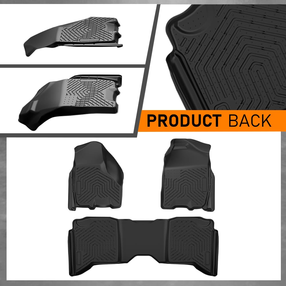 G-PLUS Floor Mats Fit 2009-2018 Dodge Ram Truck Crew Cab(Not Fit Tradesman Quad Cab) Floor Liners, TPE All Weather Full Cover Protection 1st & 2nd Row Floor Liners Car Cargo Liners Black