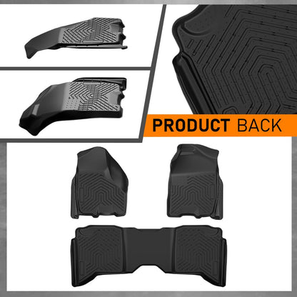 G-PLUS Floor Mats Fit Dodge Ram 2009-2018 Truck Crew Cab/Not Fit Tradesman Quad Cab TPE All Weather Custom Fit Full Cover Protection Floor Liners,1st & 2nd Row Car Mats Black
