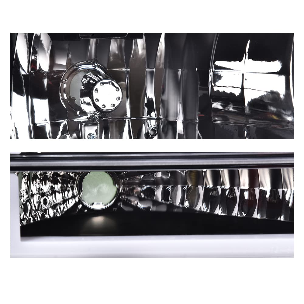 G-PLUS LED DRL Headlights, Compatible with 1992 1993 1994 1995 1996 Ford Bronco F150 F250 F350,Fits Models with Halogen Headlights Only,Bumper Headlamp, Clear lens Chrome Housing Amber Reflector