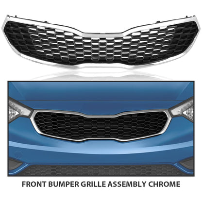 G-PLUS Front Bumper Grill Grille Assembly Chrome Mesh Style Compatible with Kia Forte SX/EX/LX 2014 2015 2016 KI1200156, 86350A7500