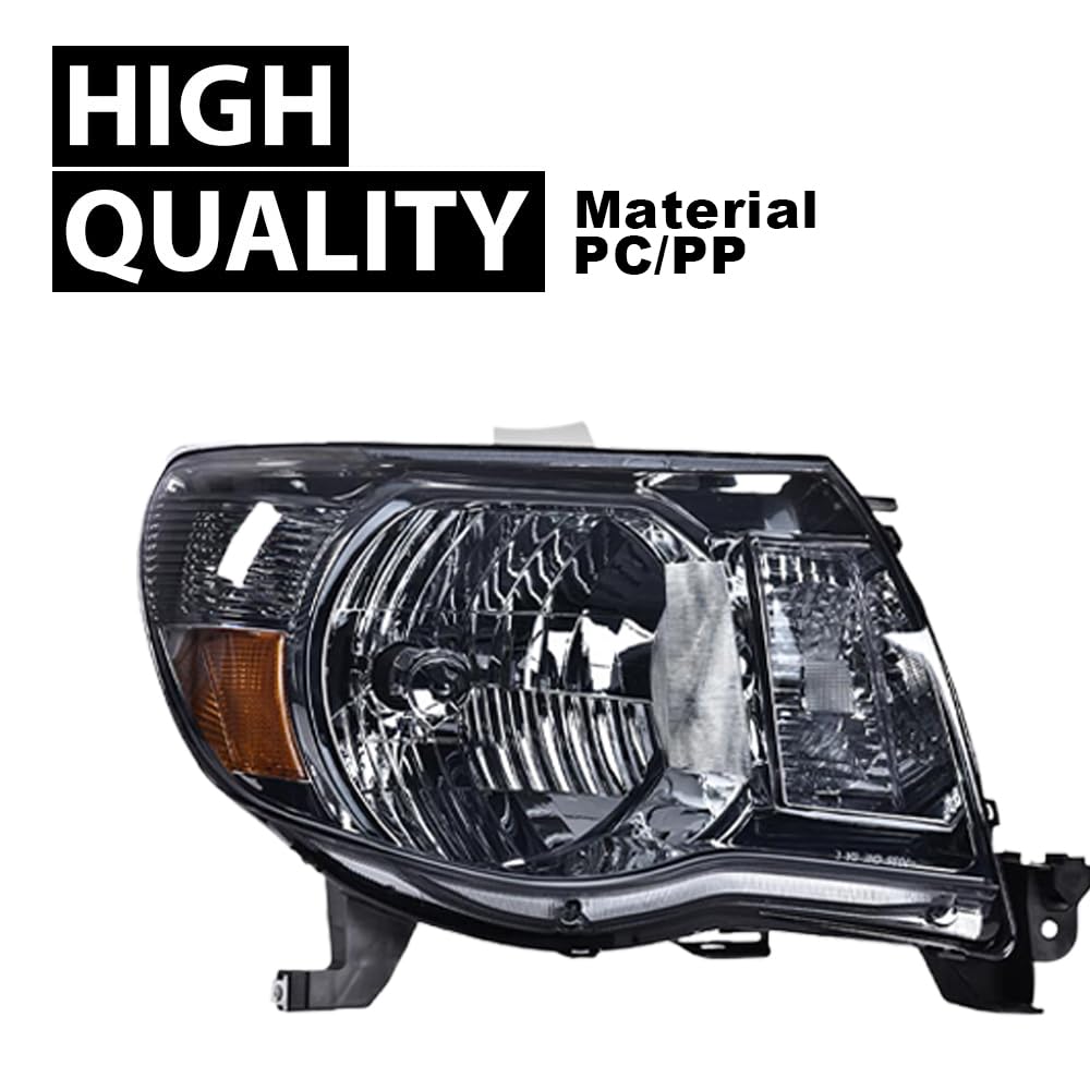G-PLUS Headlights Assembly Compatible with Toyota Tacoma 2005-2011 Headlamps Pair Halogen Smoky Lens Chrome Housing Amber Reflector,faros delanteros