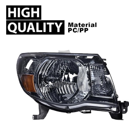 G-PLUS Headlights Assembly Compatible with Toyota Tacoma 2005-2011 Headlamps Pair Halogen Smoky Lens Chrome Housing Amber Reflector,faros delanteros