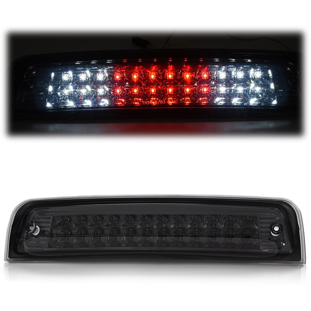 G-PLUS Rear LED 3rd Third Brake Light Compatible With Dodge Ram 1500 2009-2017,Compatible With 2010-2017 Ram 2500 3500,3RD Cargo LED Stop Lamps Smoky Lens Black Housing