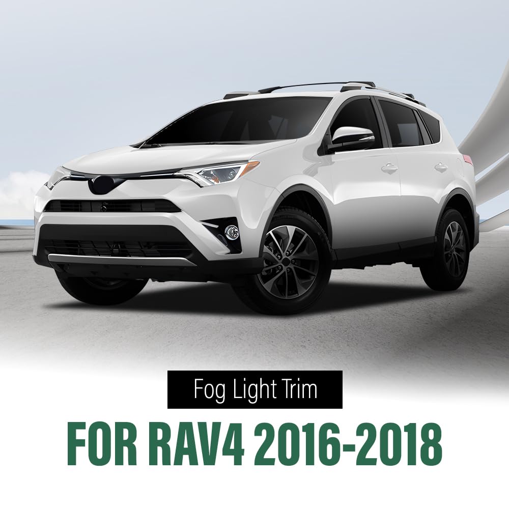 G-PLUS Fog Light Trim Set 2Pcs LH and RH Chrome Trim Compatible with Toyota RAV4 2016-2018 520300R030, 520400R030
