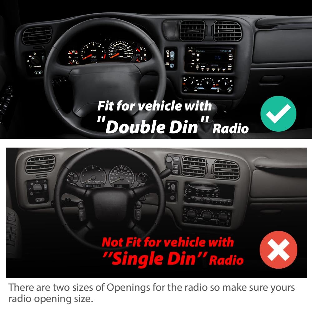 G-PLUS Cluster Dash Bezel Radio Trim Panel Double Din Compatible with Chevy Blazer S10/ GMC Jimmy Sonoma 1998-2004 (Black)