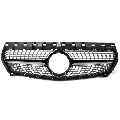 Compatible with W117 CLA Class CLA180 CLA200 CLA250 CLA260 CLA45 AMG 2014 2015 2016 Front Diamond Style Bumper Grille Upper Hood Grill Trim Shell Chrome Black