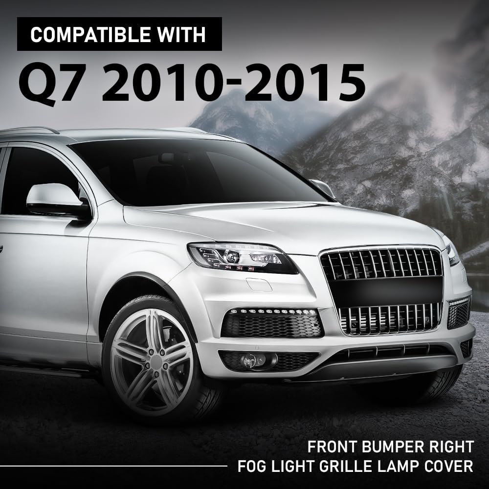 G-PLUS Right Front Bumper Right Fog Light Grille Lamp Cover Compatible with Audi Q7 Sportback 2010-2015 4L0 807 676 C, 4L0807676C