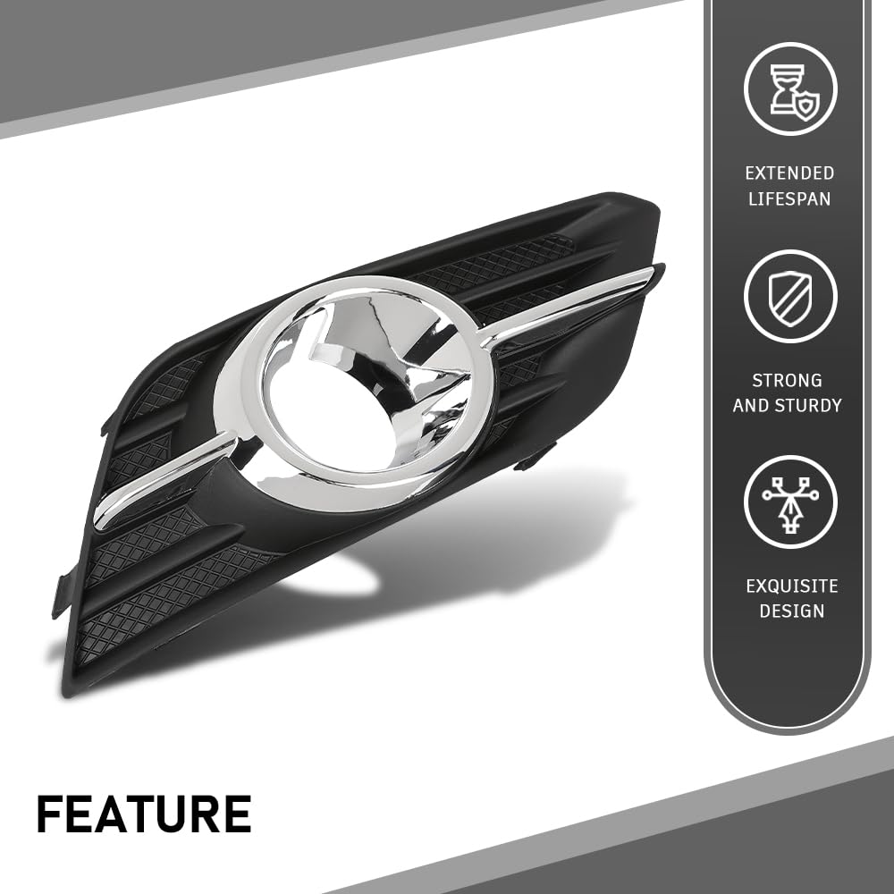 G-PLUS Front Right Passenger Side Bumper Fog Light Bezel Trim Compatible with Buick Encore 2013 2014 2015 2016 GM1038173, 95470237 Chrome Black