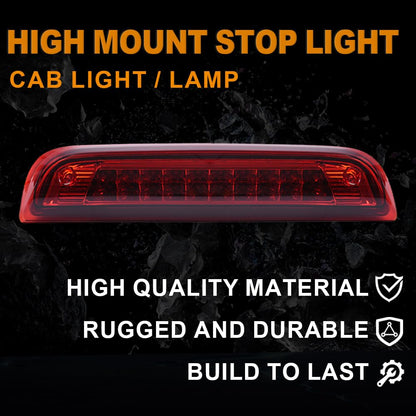 G-PLUS High Mount LED 3rd Brake Light Compatible with 2014 2015 2016 2017 2018 Chevy Silverado GMC Sierra Rear Tail Cargo Lamp Waterproof Chrome Housing Red Lens