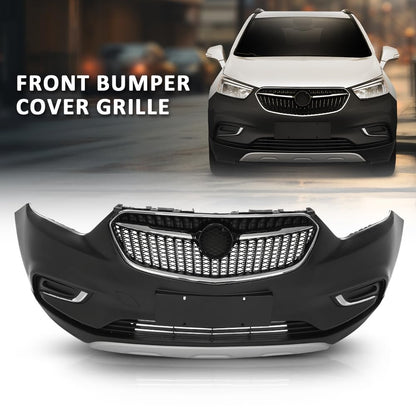 G-PLUS Front Bumper Cover Grille Compatible with Buick Encore 2017 2018 2019 2020 2021, Primed Black