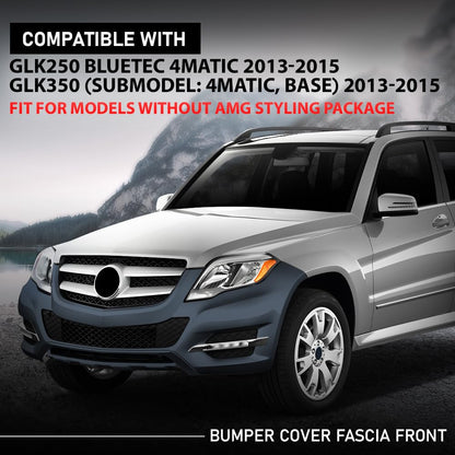 G-PLUS Bumper Cover Fascia Front, Compatible with Benz GLK250 Bluetec 4Matic 2013-2015, Fit Benz GLK350 (submodel: 4Matic, Base) 2013-2015,Fit for Models Without AMG Styling Package 2048802049