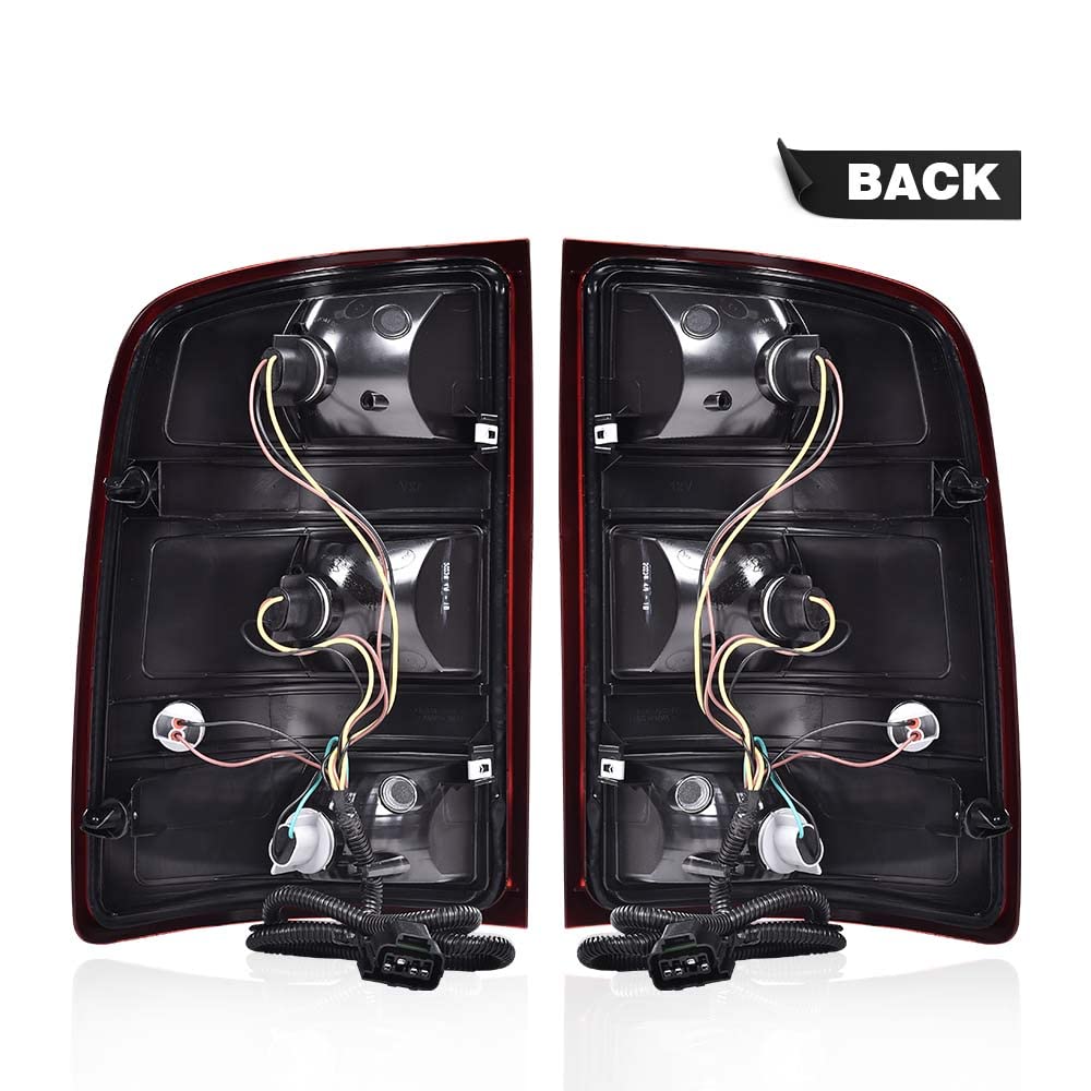G-PLUS Tail Lights Lamps w/Bulbs & Wiring Harness Fit GMC Sierra 2007-2013 1500 2500 3500HD Red Lens Taillamps Brakelights Luces Traseras Faros TraserosAssembly Left+Right