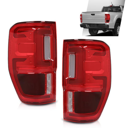 G-PLUS LED Tail Light Assembly Rear Brake Lamp w/Wiring Harness Left and Right Compatible with Ford Ranger 2019-2023 with Blind Spots Models Red Lens KB3Z-13405-G Faros Traseros Luces Traseras