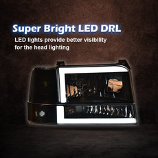 G-PLUS LED DRL Headlights for Ford Bronco F150 F250 F350 1992-1996 Black Housing Product Details