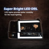 G-PLUS LED DRL Headlights Fit Ford Bronco F150 F250 F350 1992-1996,Fit w/Halogen Headlights Only,Bumper Headlamps, Left & Right Clear Lens Black Housing Amber Reflector,faros delanteros