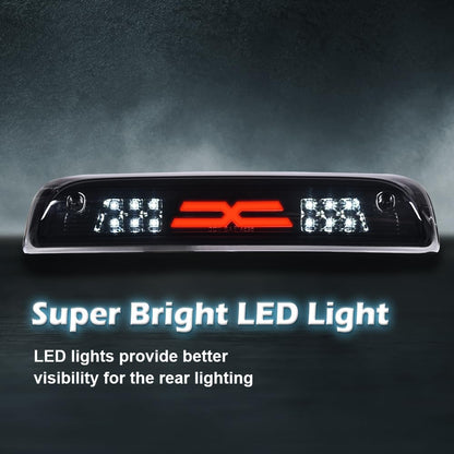 G-PLUS LED 3rd Brake Light Compatible with Chevy Silverado 2014-2020/Fit GMC Sierra 2014-2020 X Type Led Bar High Mount Stop Light Rear Tail Cargo Lamps Black Smoke Lens Black Housing