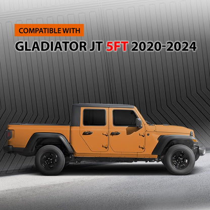 G-PLUS Floor Mats Compatible with Jeep Gladiator JT 5FT 2020 2021 2022 2023 2024 All Weather Full Cover Protection TPE Floor Cargo Liners Black